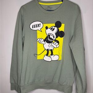 Disney Light Green Graphic Mickey Mouse Crewneck Sweater Size Medium